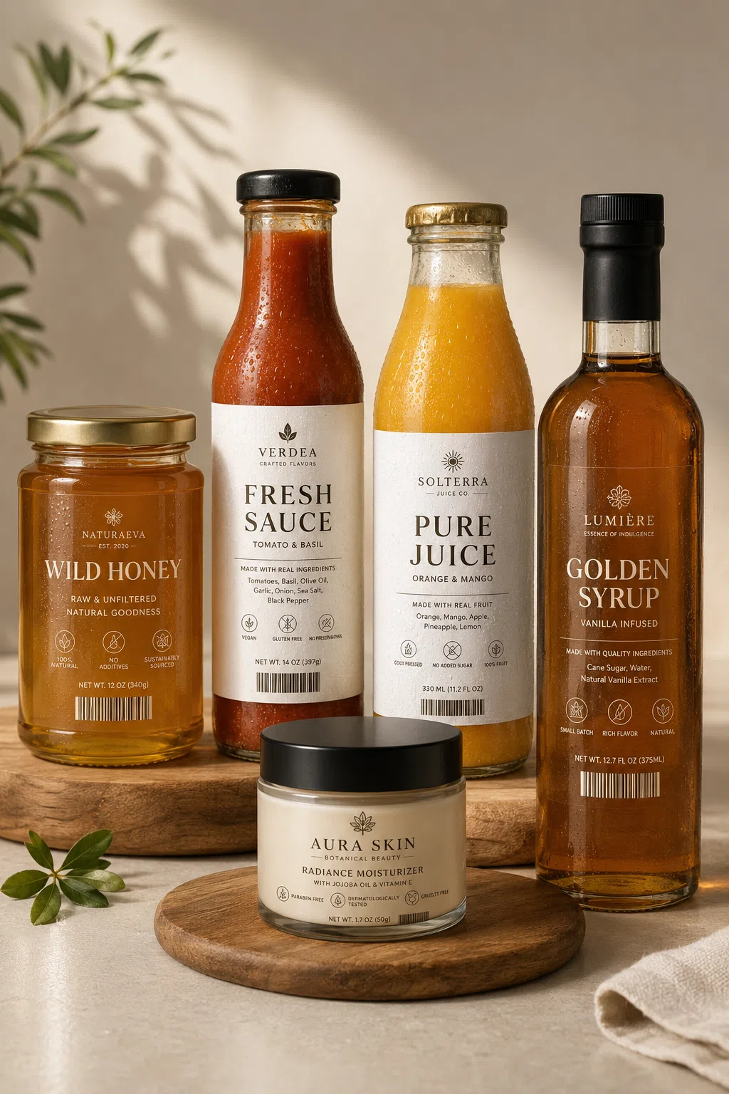 Custom bottle and jar packaging labels printed on waterproof film